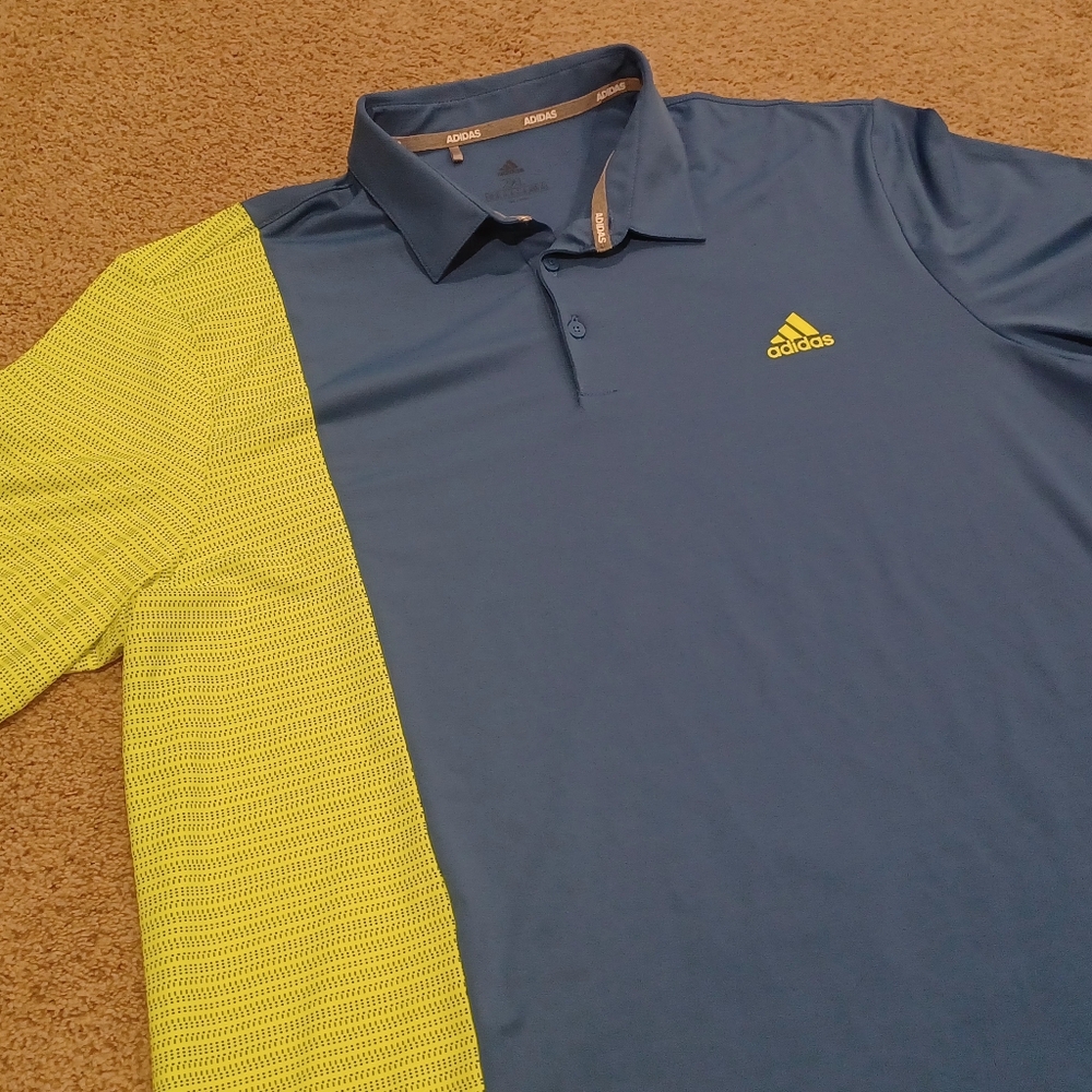 Adidas Men’s Blue Glof Performance Polo with Yellow Accent Mens 2XL